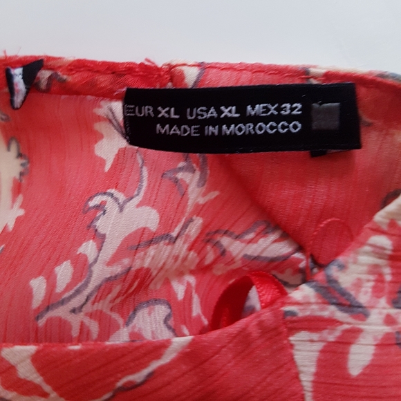 ZARA Red Paisley Chiffon Pullover Blouse - Picture 7 of 10